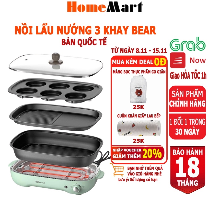 BÁO GIÁ BẾP ĐIỆN 2 NGĂN LẨU NƯỚNG 2 TRONG 1 HIỆN ĐẠI - NLN | Shopee Lazada Sendo Tiki mới nhất 22 Nồi Lẩu Nướng Đa Năng Bear Bếp Nướng Điện 2 ngăn (Hàng chính hãng 1 đổi 1 trong 30 ngày bảo hành 18 tháng) - HomeMart