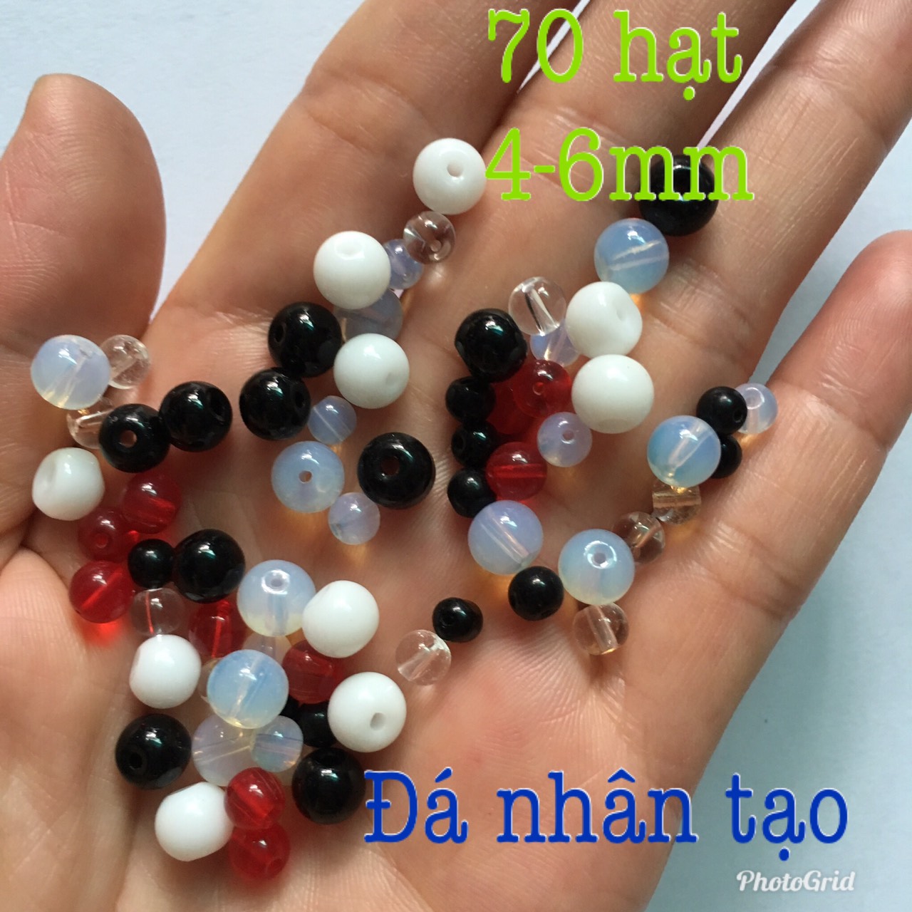 Gói 70 hạt đá hỗn hợp 4mm-6mm đen trắng đỏ