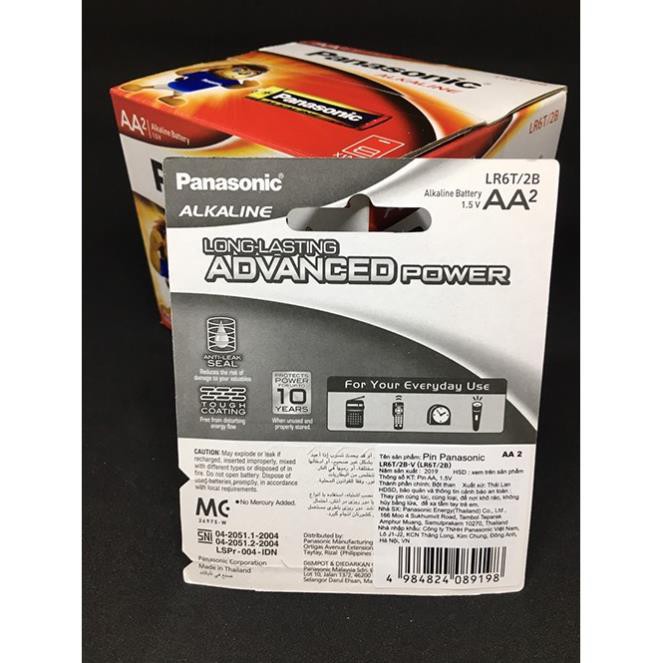 Vỉ 2 viên Pin tiểu AA Panasonic Alkaline LR6T-2B