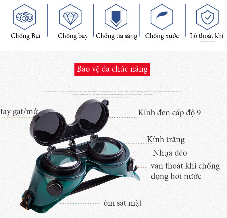 Kính hàn 2 lớp bảo vệ mắt ,phụ kiện hàn