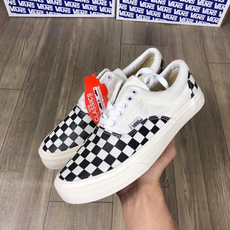 Giày thể thao nam nữ Vans caro buộc dây classic nam nữ chuẩn 11 - Giày Vans caro vải canvas cao cấp Full Bill Box