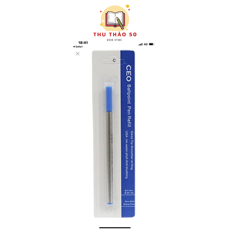 Ruột bút nắp lông bi nước CEO xanh.