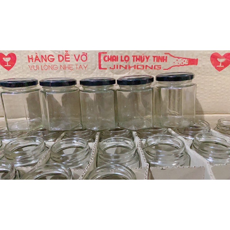 [HCM]LỌ THUỶ TINH LỤC GIÁC 180ml nắp thiết
