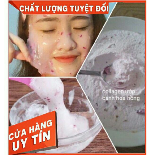 Bột đắp mặt nạ collagen hoa hồng dưỡng trắng