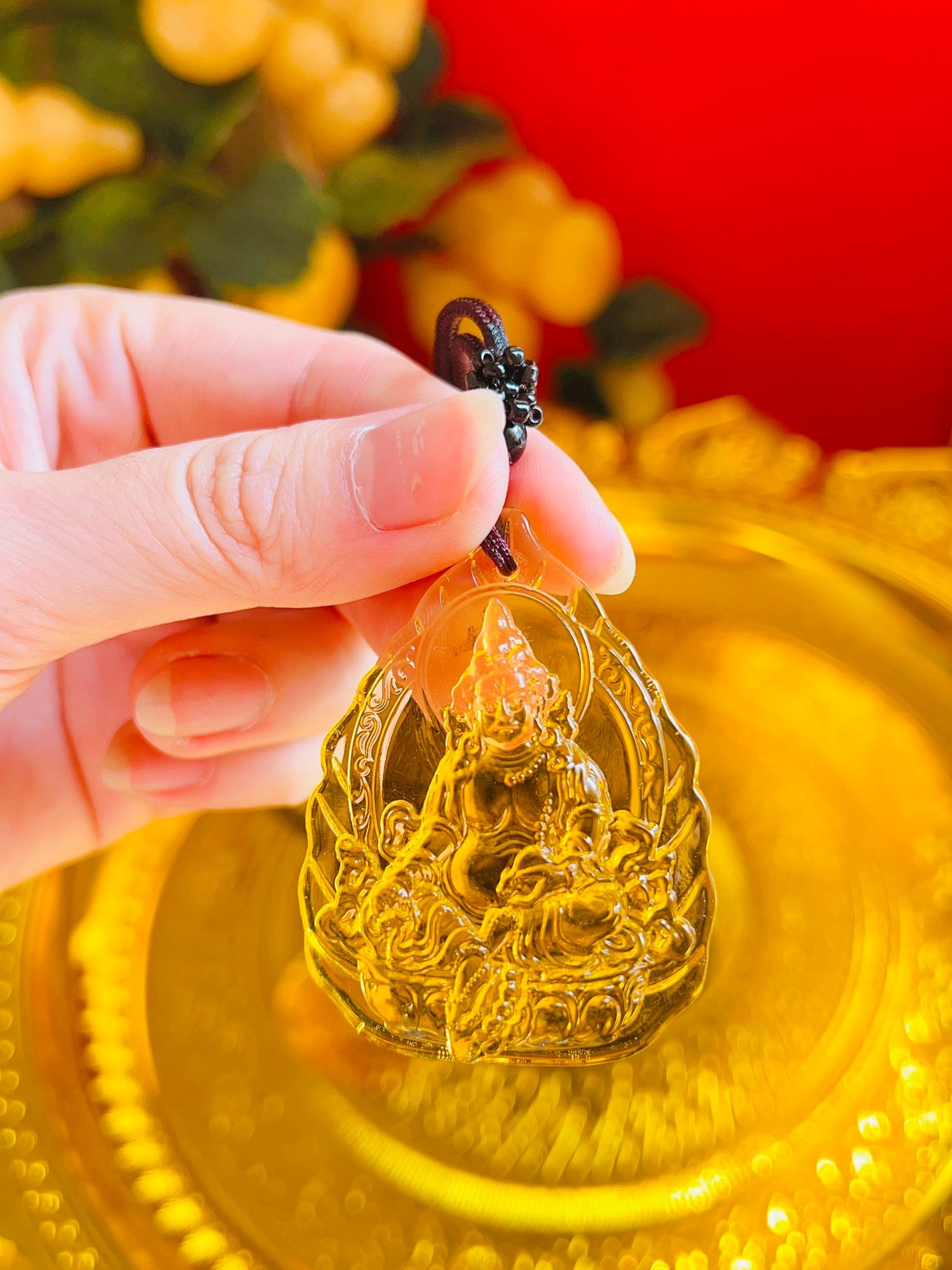 Mặt Dây Hoàng Thần Tài Resin Đá Vàng