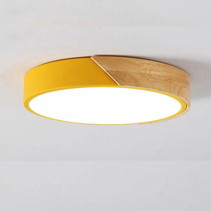 Đèn ốp trần Led gỗ 5 màu hiện đại cao cấp