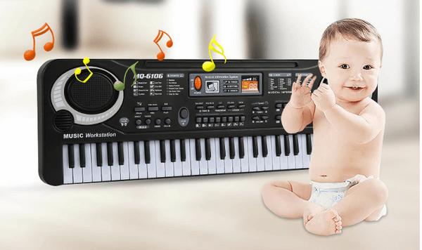 Đàn piano điện tử 61 phím cho bé yêu, đồ chơi trẻ em, đồ chơi âm thanh, đồ chơi năng kiếu, dùng được điện lẫn pin, quà tặng cho bé.