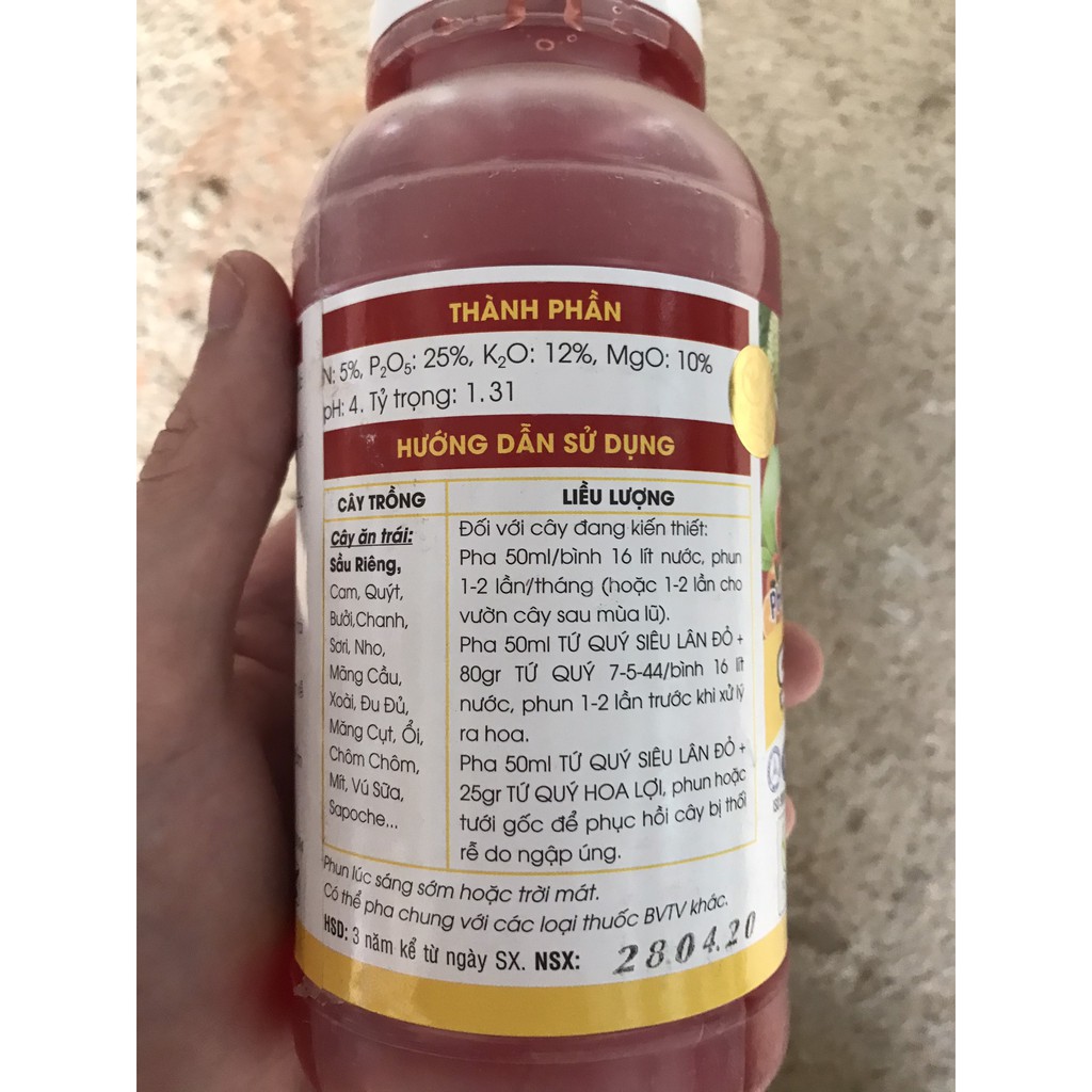 PHÂN BÓN LÁ TỨ QUÝ SIÊU LÂN ĐỎ 500ML