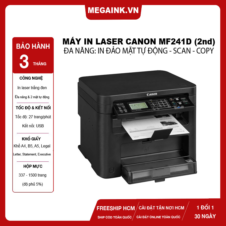 Máy in laser đa năng Canon MF241D (Copy - In 2 mặt tự động - Scan (Màu)