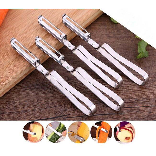 Dụng cụ dao bào, gọt vỏ rau củ đa năng inox 16x2.5cm 9551