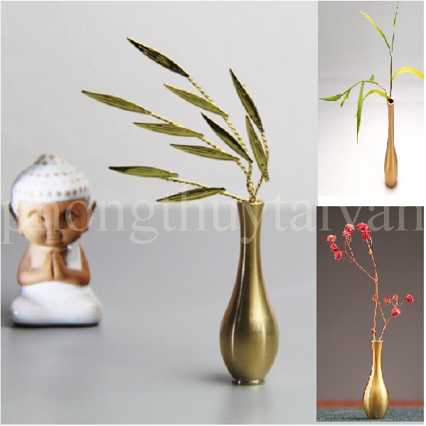 Bình hoa Đồng Mini cắm hoa,nhang 6cm- trang trí thờ cúng