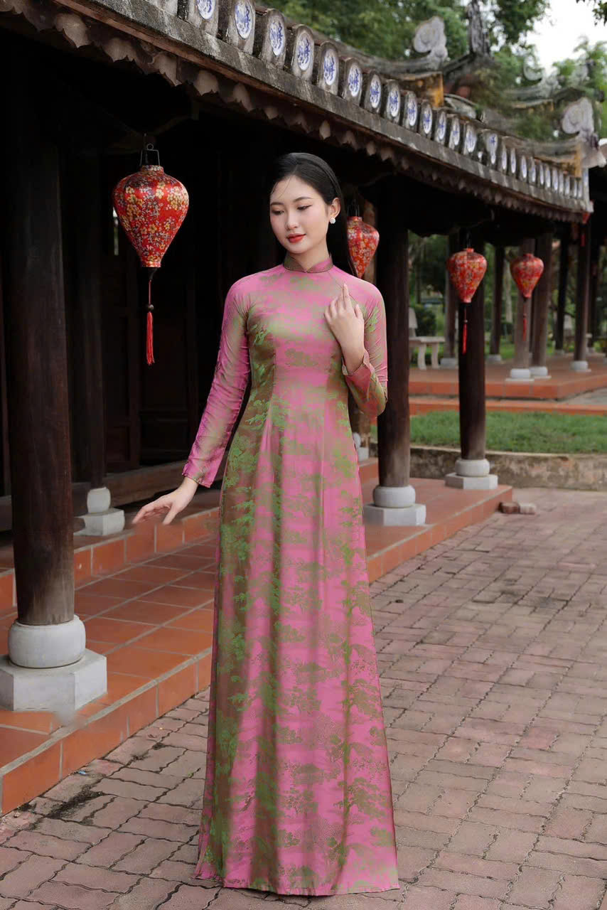 Áo dài truyền thống Vải lụa Tằm Tháp cao cấp vải mướt mềm mịn