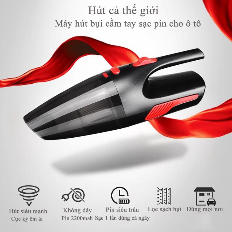 Máy hút bụi cầm tay có dây, máy hút bụi mini trên ô tô, xe hơi kèm 5 phụ kiện đầu hút