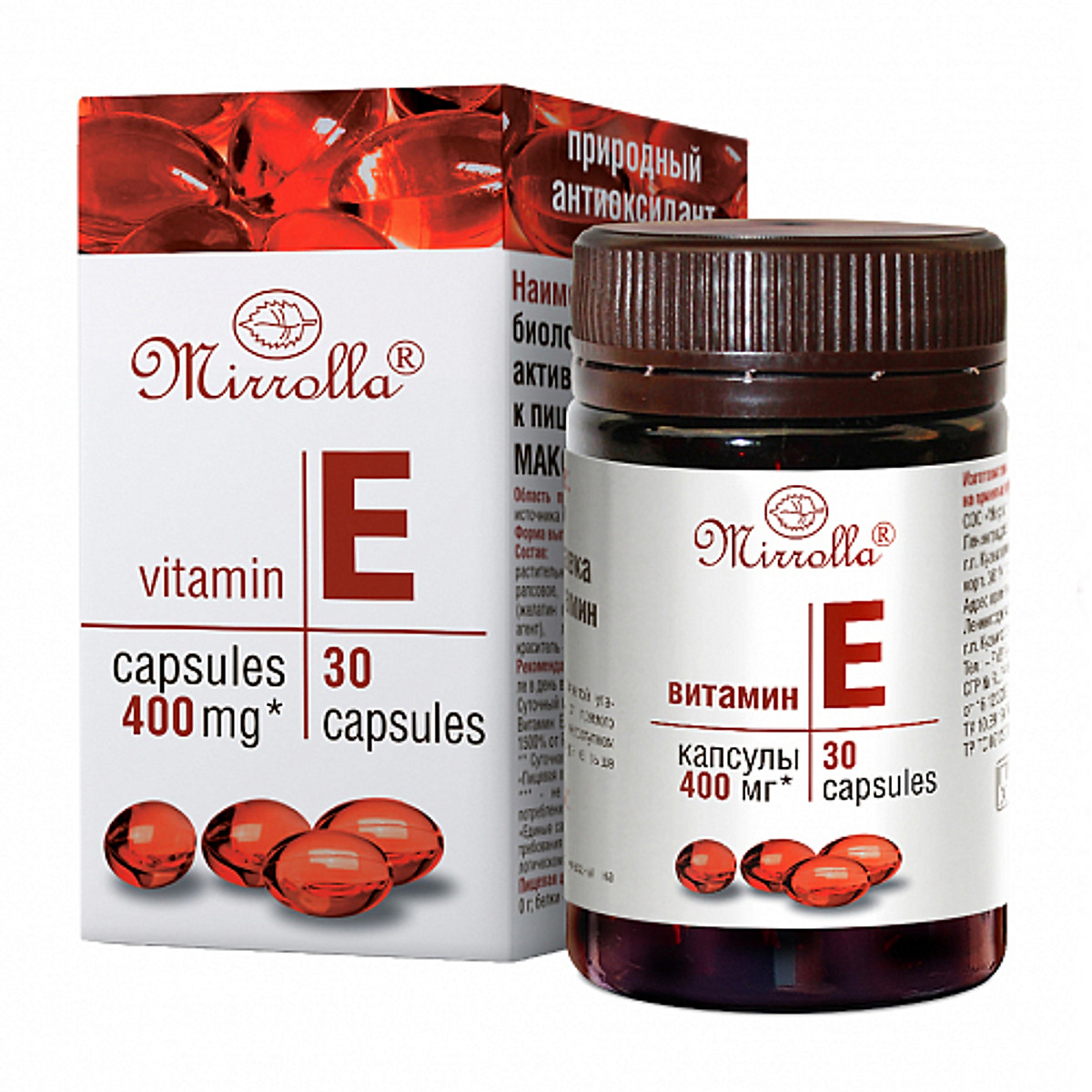 VIÊN UỐNG VITAMIN E ĐỎ 400MG MIRROLLA  CỦA NGA