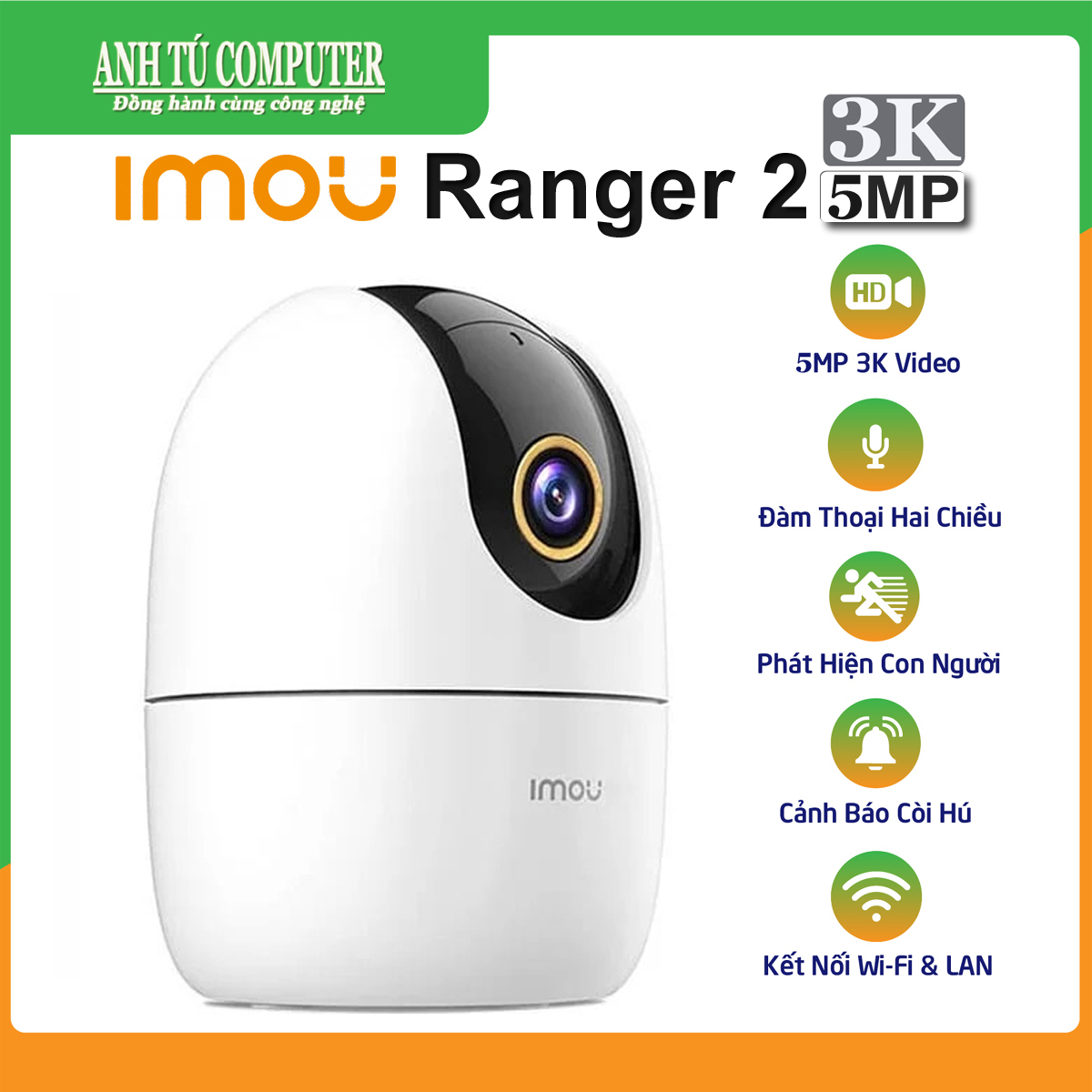 Camera WiFi quay quét Imou Ranger 2 5MP 3K A52P
