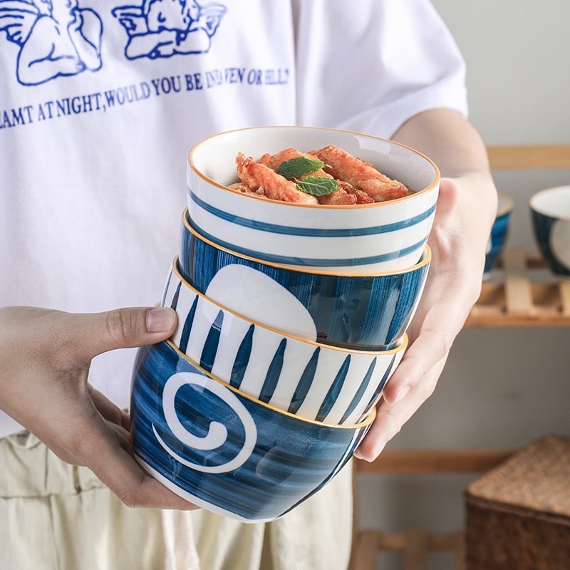 Bát sứ ăn cơm, chén bát ăn chè đế vuông phong cách Nhật Bản cao cấp