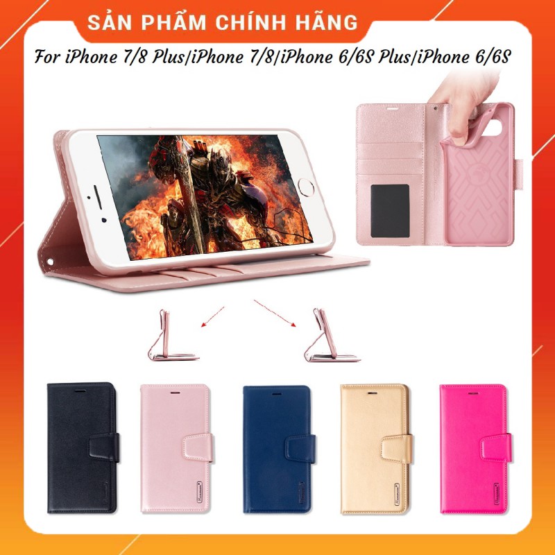 Bao da hãng hanman dạng ví cho iphone 7/8 plus, iphone 7/8, iphone 6/6s plus, iphone 6/6s - có ngăn đựng thẻ, đựng tiền