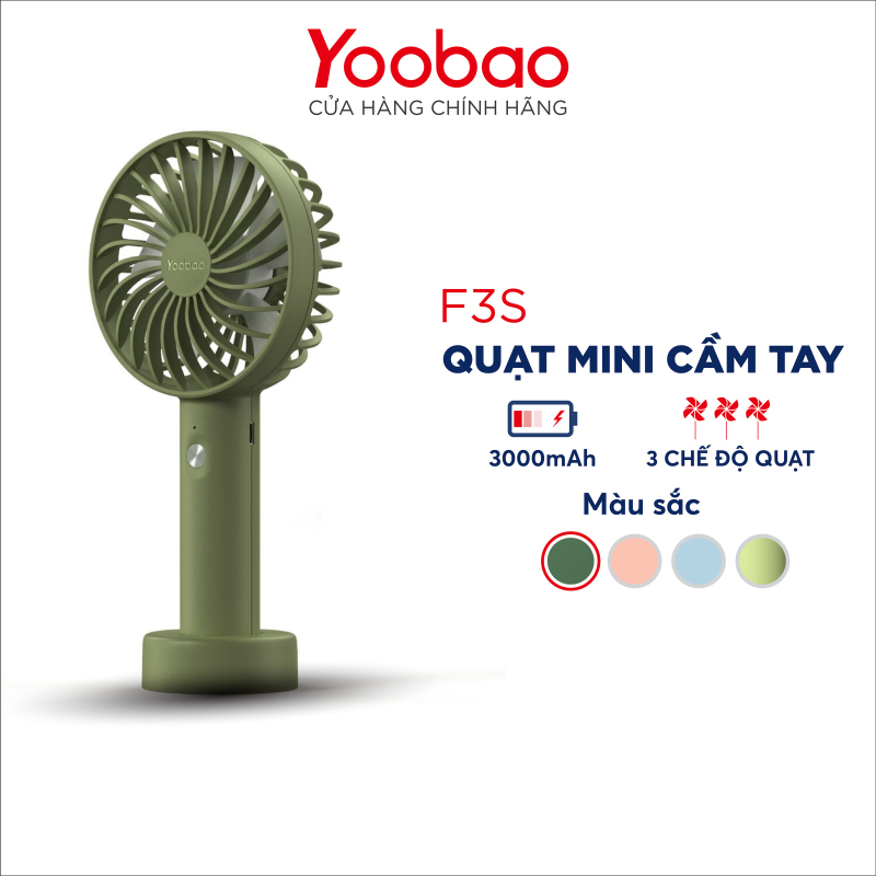 Quạt sạc mini cầm tay có thể đặt bàn YOOBAO F3S nhỏ gọn tiện lợi - Chính Hãng YooBao