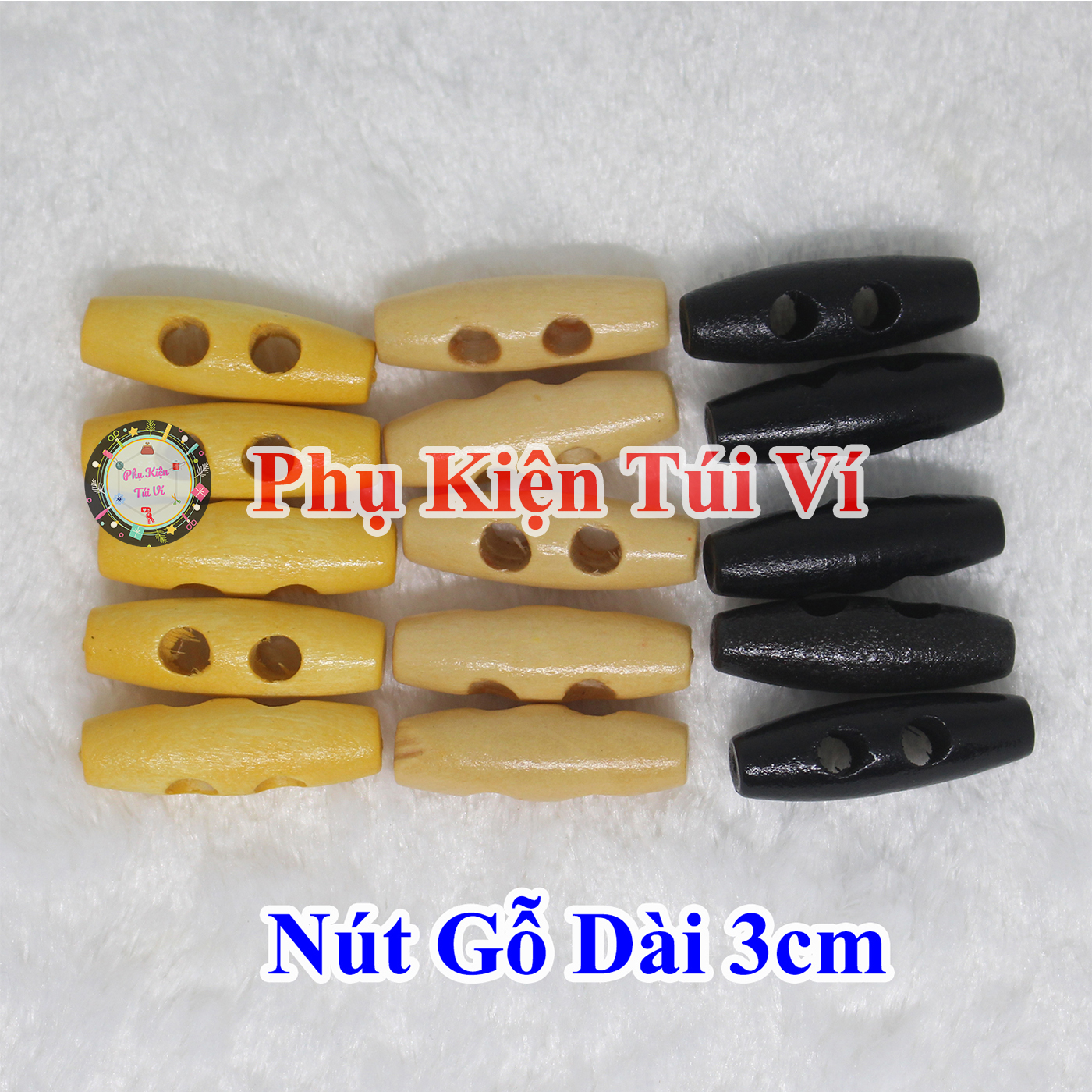 Wooden Buttons 3cm Long for Handmade Items