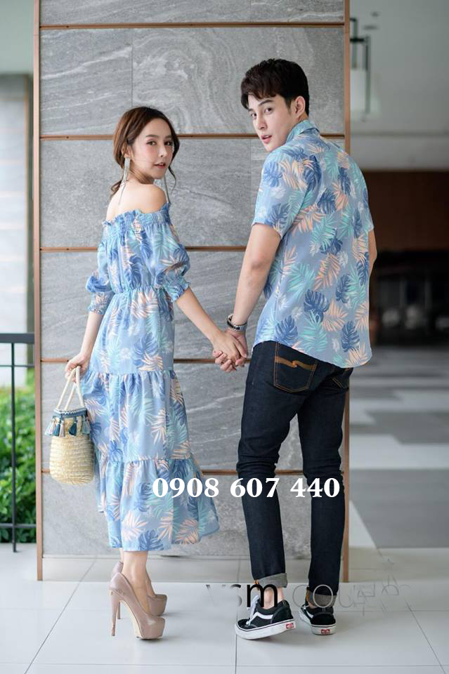 [HCM]Áo váy hoa đôi (giá gồm váy nữ + somi nam)
