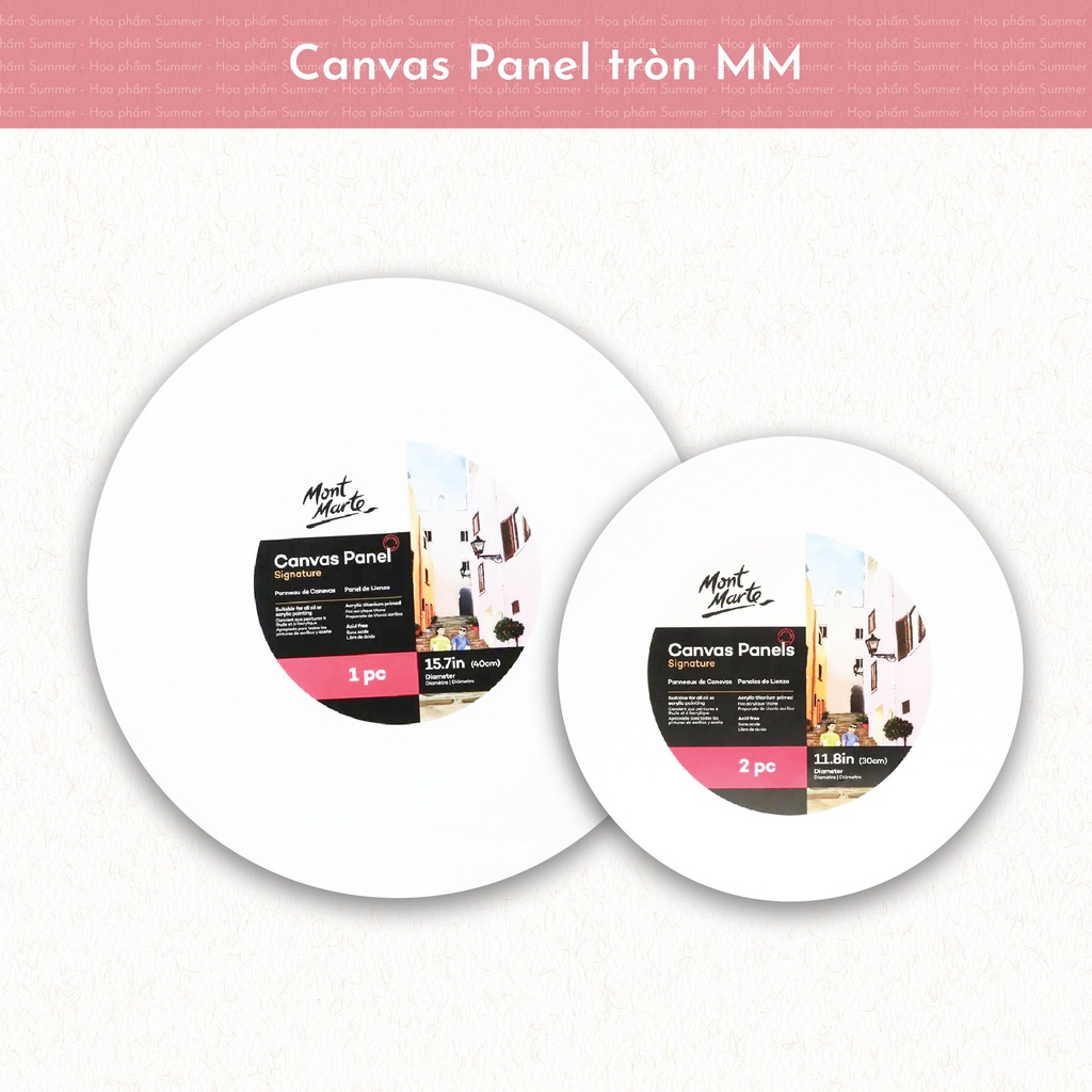 Canvas hình tròn Mont Marte, Canvas Panels 50cm/40cm/30cm (Toan vẽ tranh tròn)
