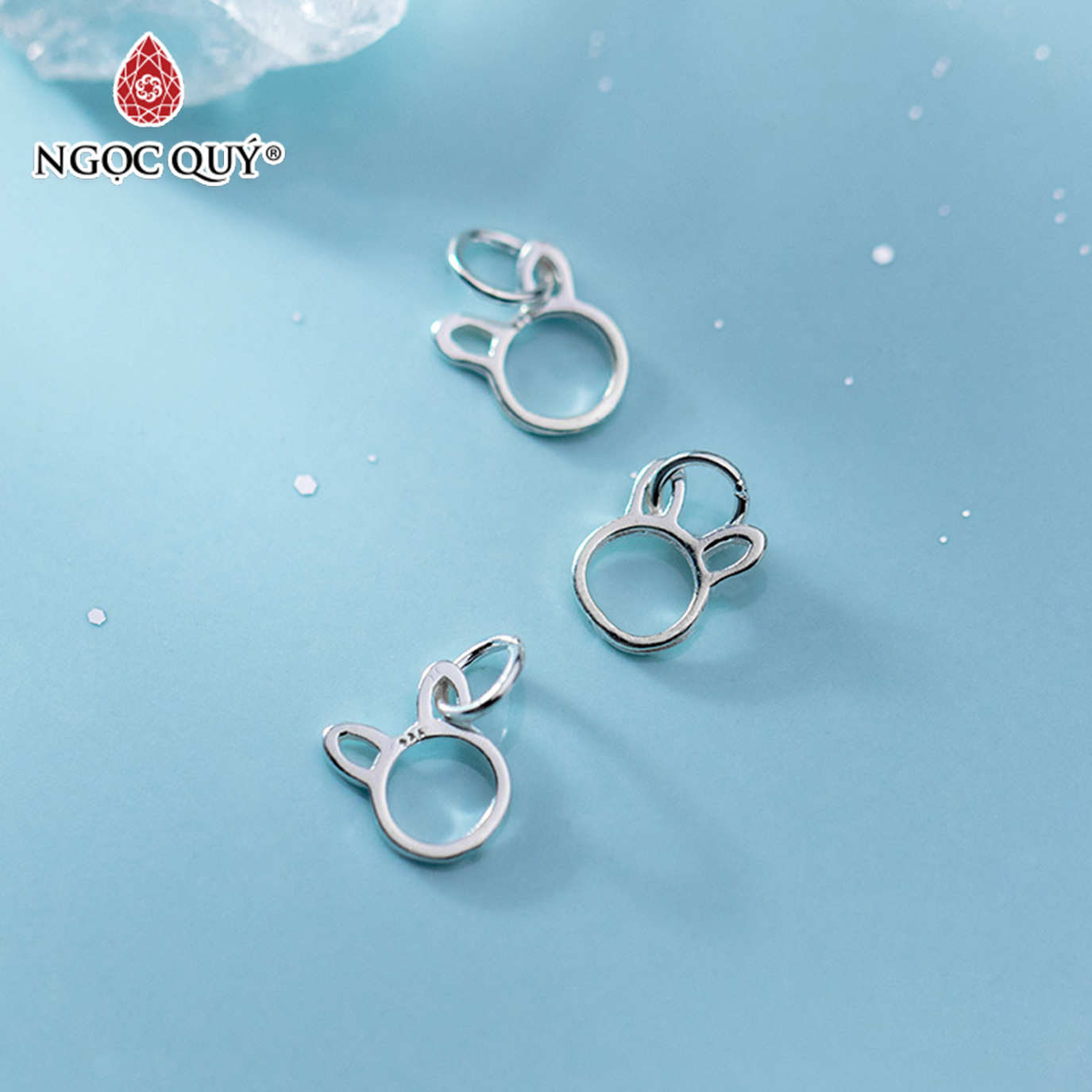 [HCM]Charm bạc đầu thỏ treo - Ngọc Quý Gemstones