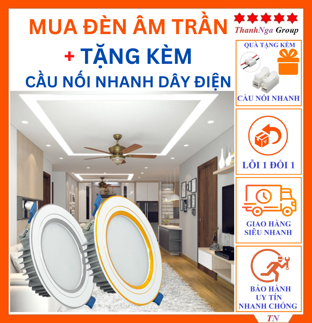 Đèn âm trần 9w,7w LED cao cấp 3 chế độ màu