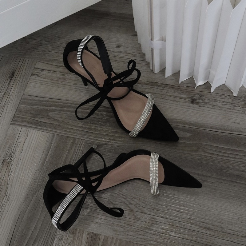 Giày cao gót nữ mũi nhọn đính đá thắt nơ Myra Heels 25 STUDIO
