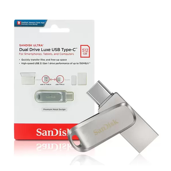 Usb otg sandisk ultra dual drive luxe usb type-c 3.1 512gb 150mb/s - vỏ kim loại cao cấp phụ kiện 1986