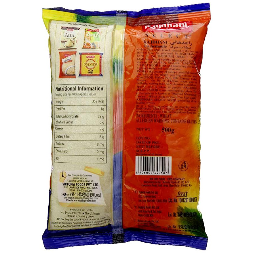 Sooji - Rava - Semolina - Bột Rajdhani Sooji/Rava (Semolina) (500g - 1kg)