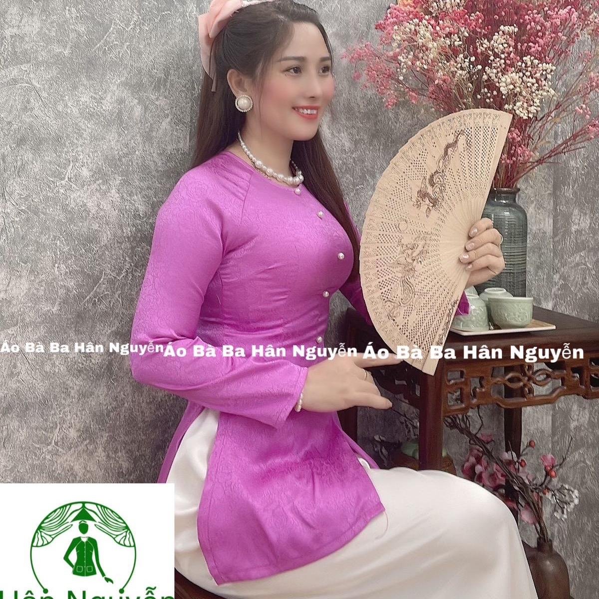ÁO BÀ BA GAM  DÂY KÉO + QUẦN  (HOA HỒNG)