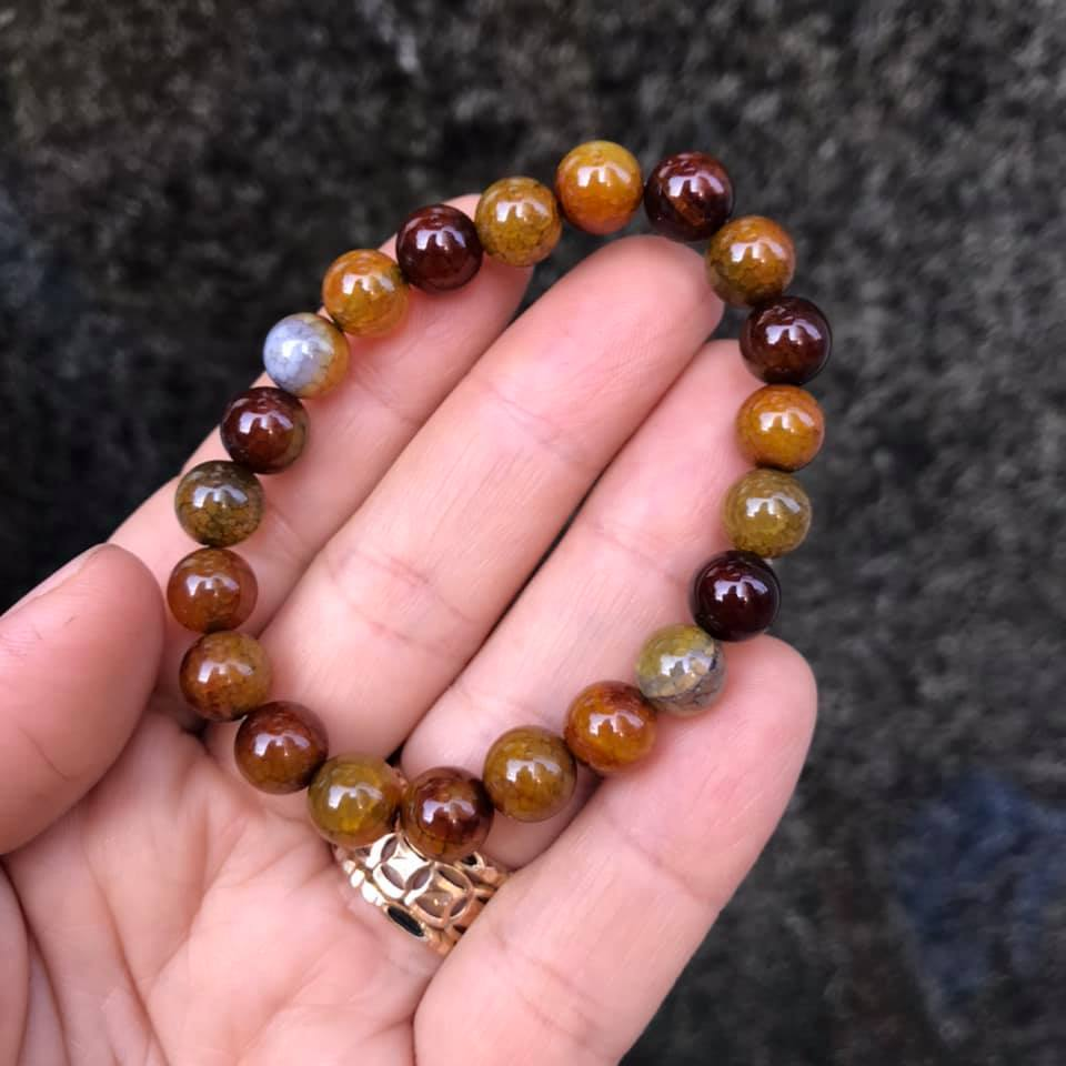 [HCM]VÒNG TAY ĐÁ MÃ NÃO VÂN RỒNG SIZE HẠT 8LY