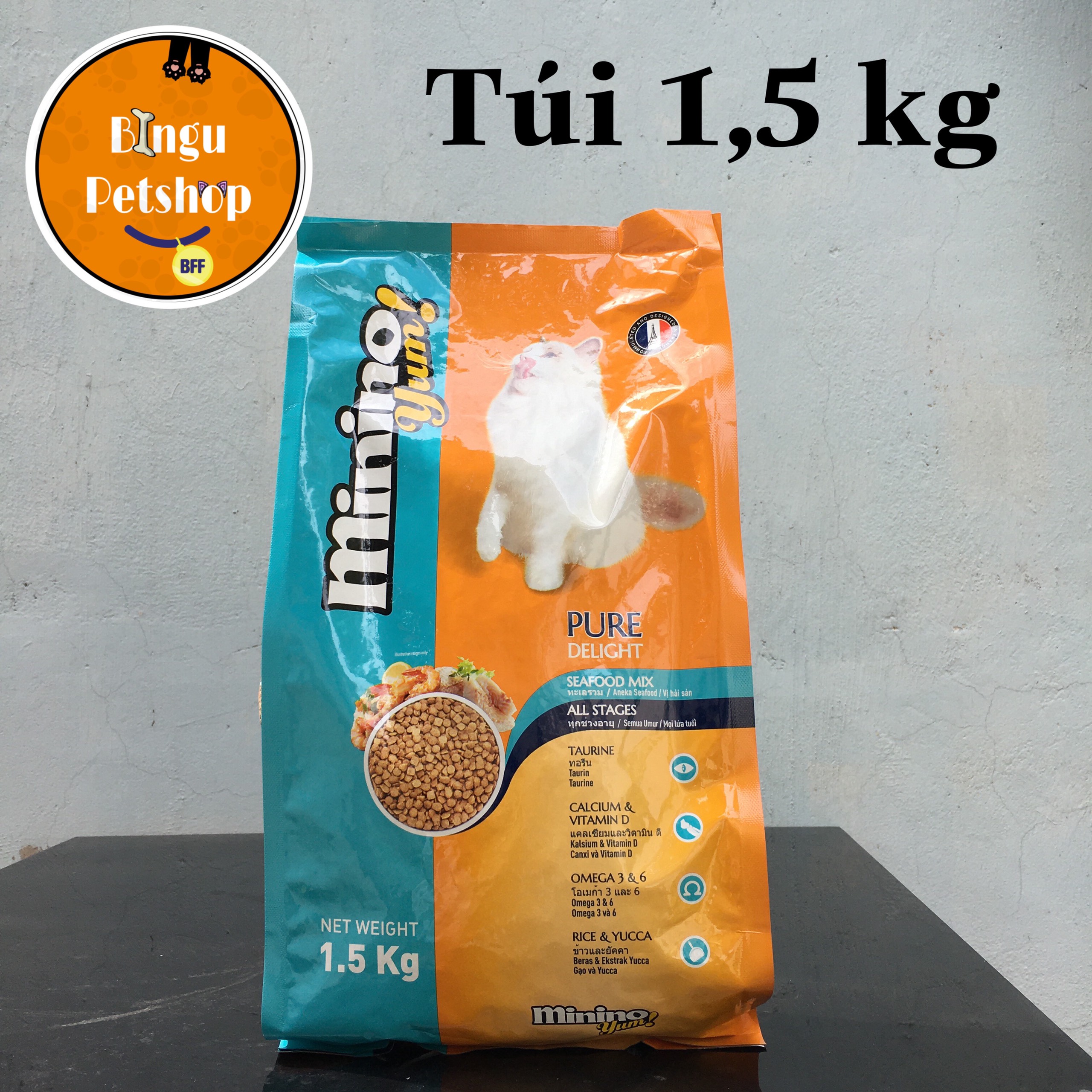 MỚI - SIÊU TIẾT KIỆM Thức ăn cho mèo lớn & mèo nhỏ Minino Yum 1,5kg