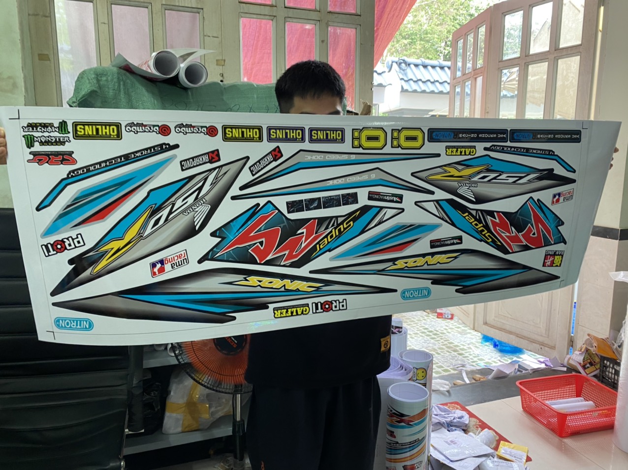 Tem rời sonic 150 xanh đen RS