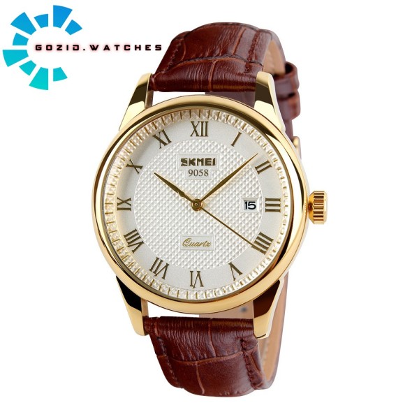 Đồng hồ nam dây da cao cấp SKMEI 9058 chống nước , chống xước chính hãng -Gozid.watches bán chạy