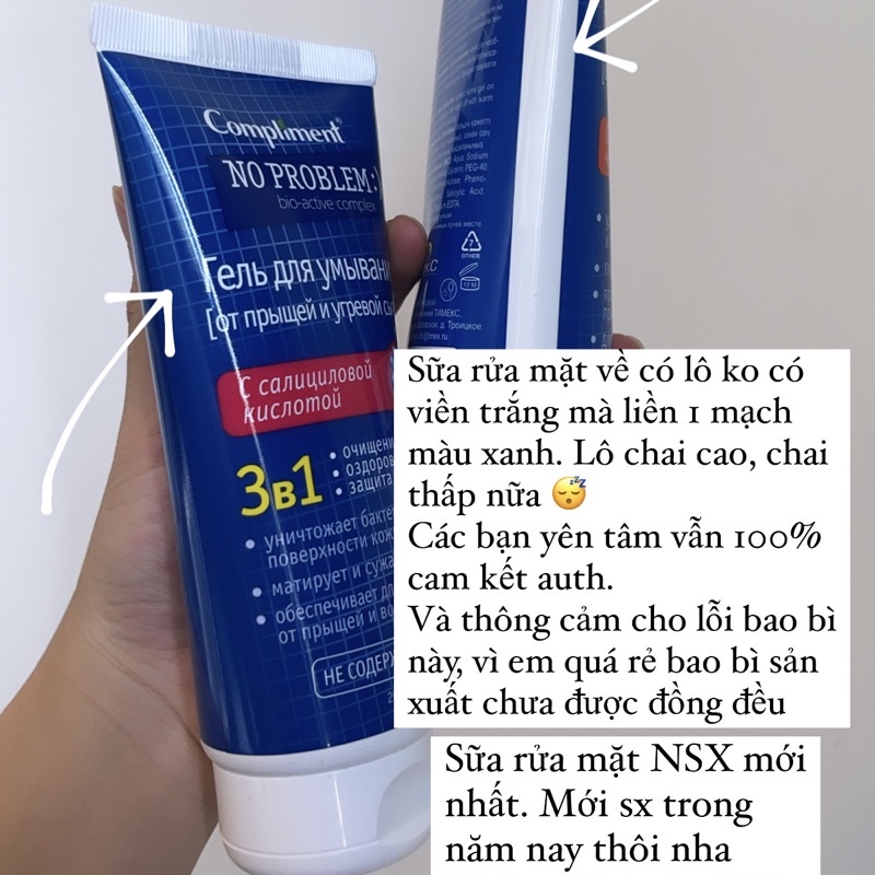 [Chính hãng - Có tem phụ] Combo sữa rửa mặt + toner Compliment No Problem giảm viêm, mụn tea tree 200ml - 200ml