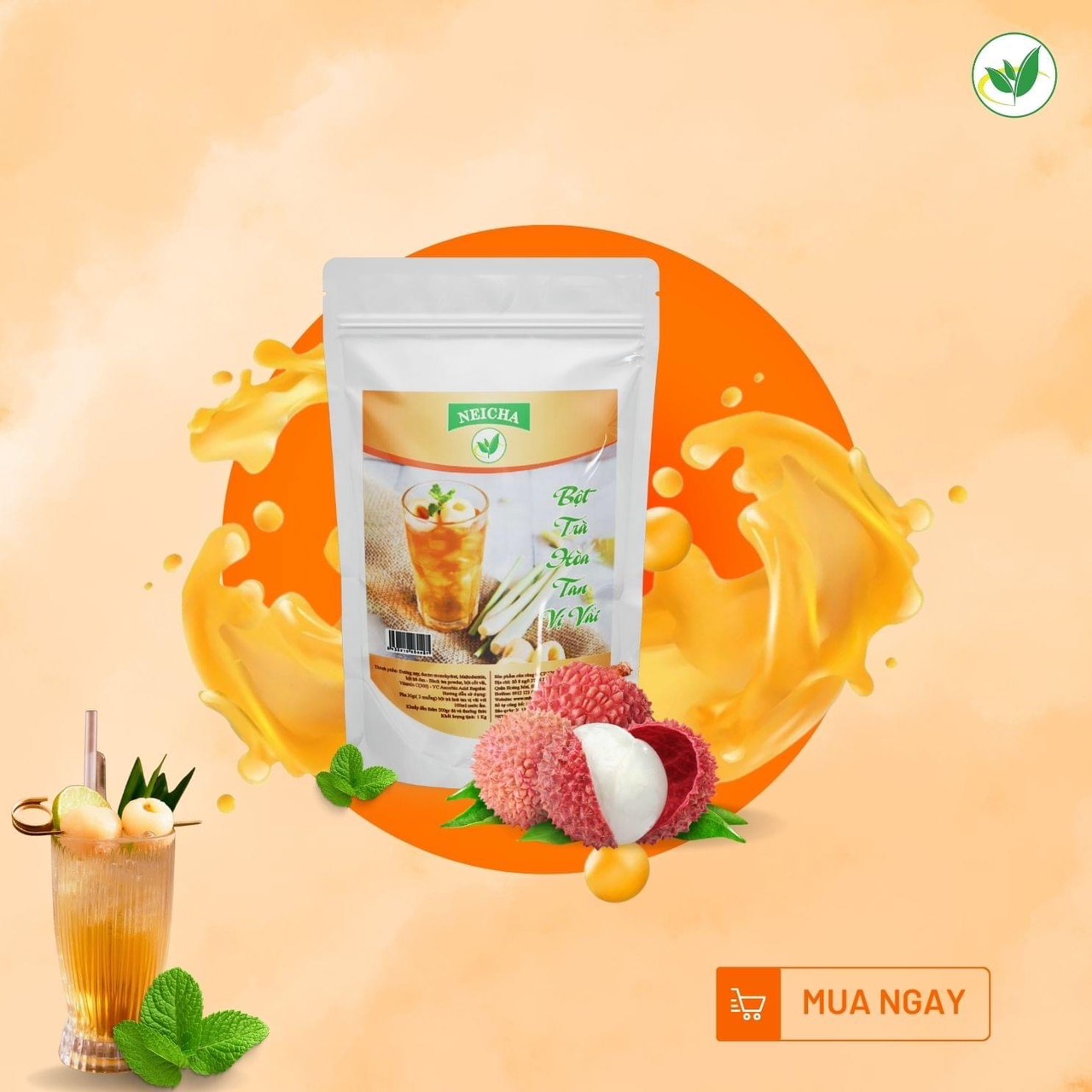 [Hàng Chính Hãng]Trà Vải Neicha/ Bột trà vải PHA SẴN TIỆN LỢI, thơm ngon chuẩn vị