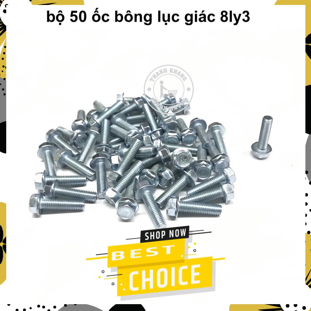 [HCM]Bộ 50 con ốc tán bông lục giác 8ly3 Thanh Khang 022000011 (Bạc)