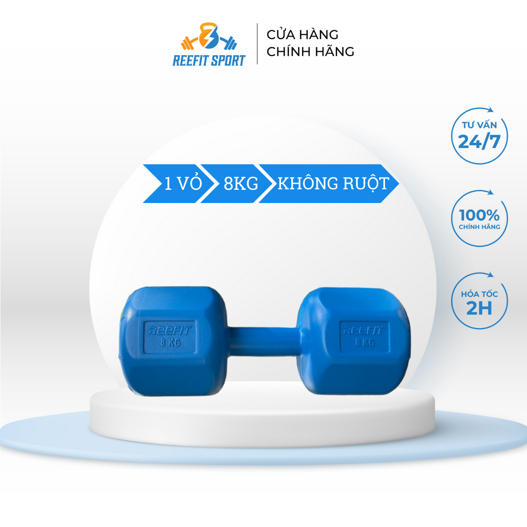 Vỏ tạ tay nhựa bát giác Reefit 8kg không ruột chưa nhồi