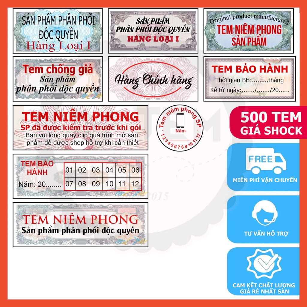 500 cái tem vỡ niêm phong in sẵn