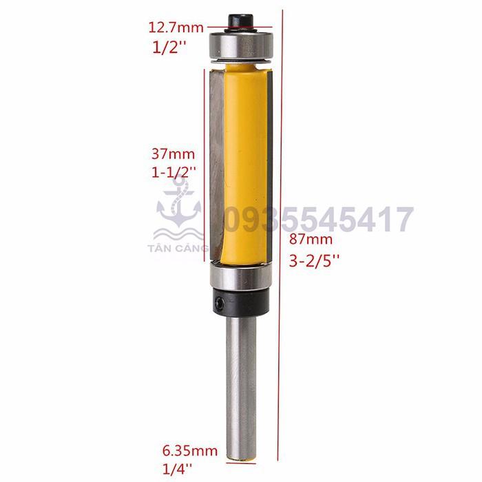 Mũi router phay thẳng bi trên – dưới 37mm cốt 6.35 mm