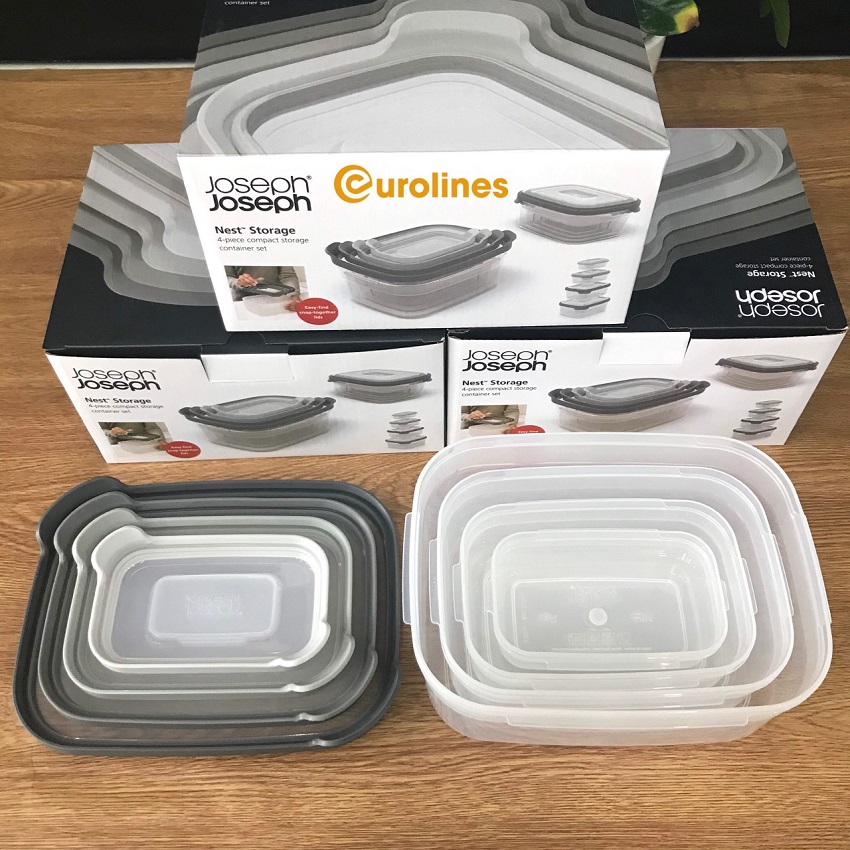 Set 4 hộp đựng thực phẩm Joseph Joseph 98472 [Nhập Đức - Chất liệu Polypropylene an toàn cho sức khỏe]