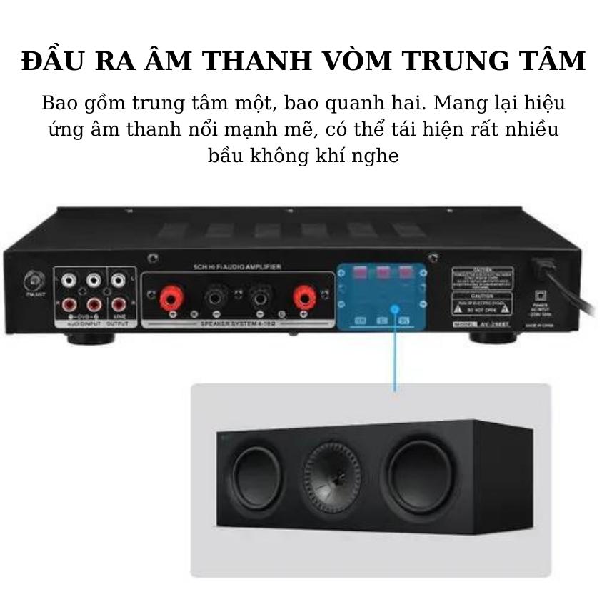 Ampli bluetooth Sunbuck AV-298BT - Công suất max 500W (200W + 200W + 100W), độ phân giải cao,amplificador bluetooth bộ khuếch đại kỹ thuật số có đèn LED USB AV điện bao quanh, nhạc âm thanh siêu trầm