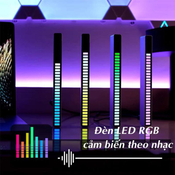 Bảng giá Thanh Đèn Led Cảm Ứng Theo Nhạc RGB, đèn led trang trí nháy theo nhạc, cảm âm nhiều chế độ thông minh , 8 chế độ nháy, 18 chế độ màu