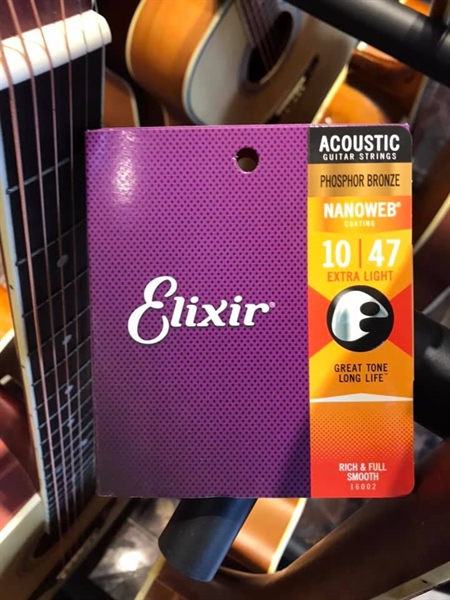 [Chính hãng] Dây đàn guitar Acoustic Elixir Phosphor Bronze Nanoweb Extra Light 10|47 (16002)
