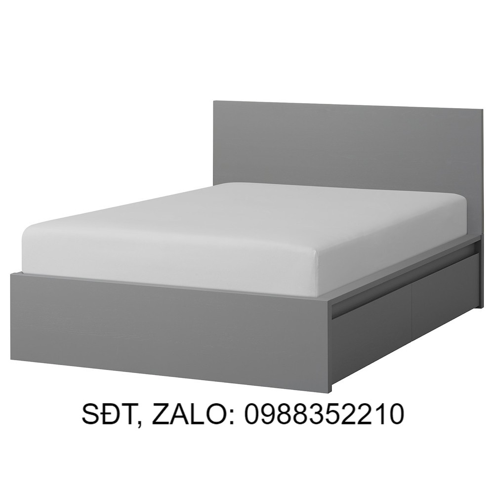 Giường ngủ gỗ MDF MALM kiểu dáng Bắc Âu hiện đại kèm 2 hộc tủ, sản xuất bởi Scandi Home
