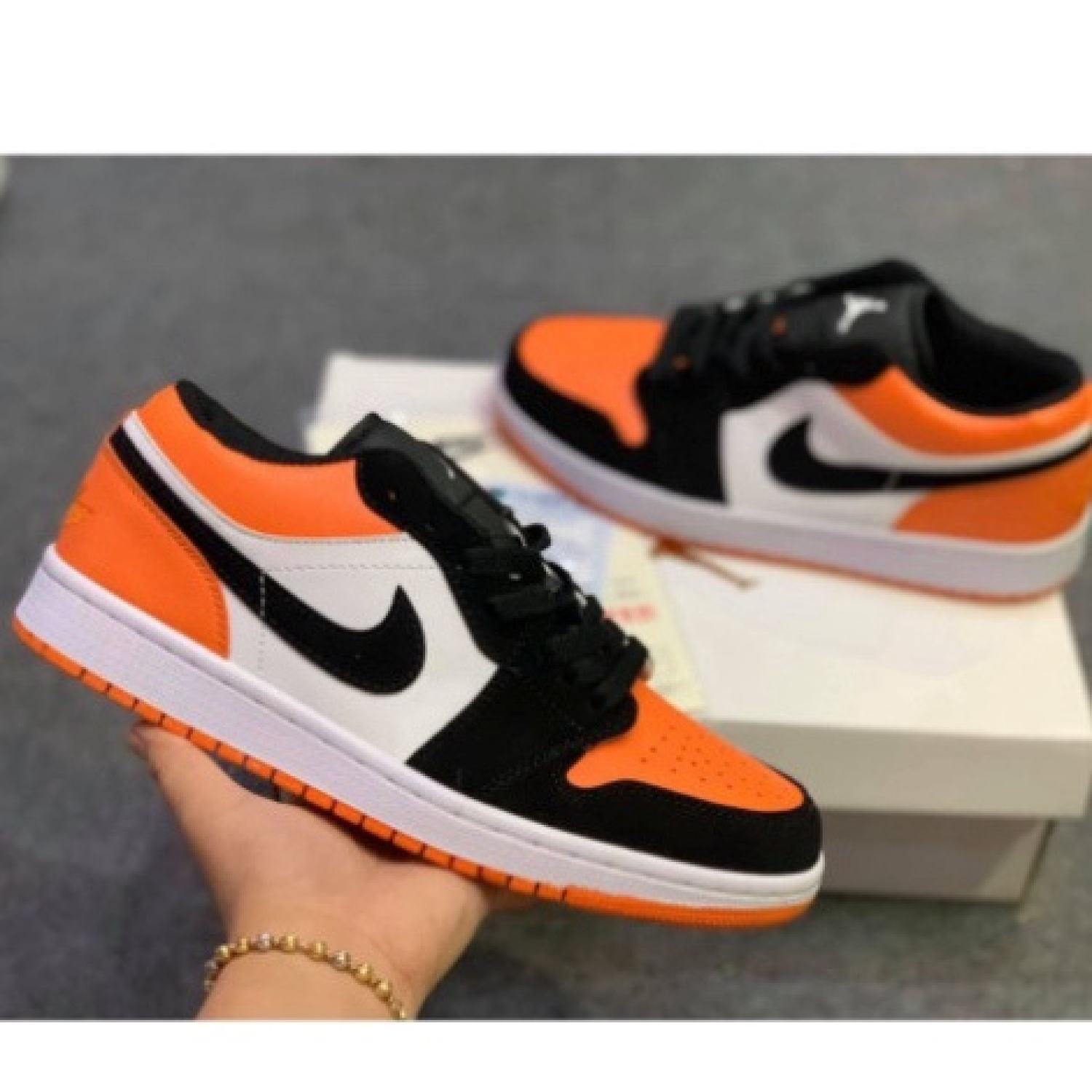Giày jordan cam thấp cổ , jd cổ thấp màu cam full box
