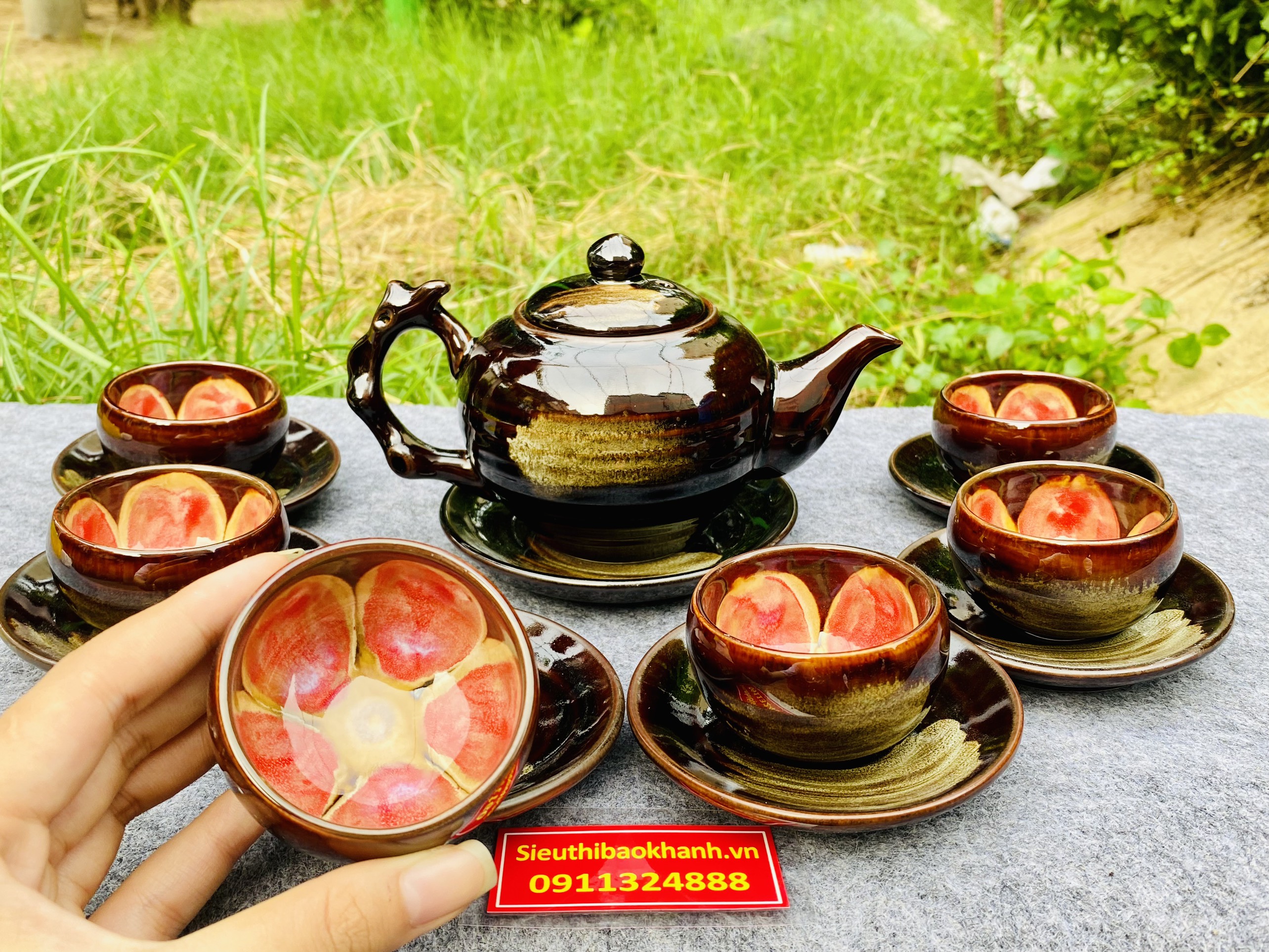 Bộ ấm chén hỏa biến lòng hoa