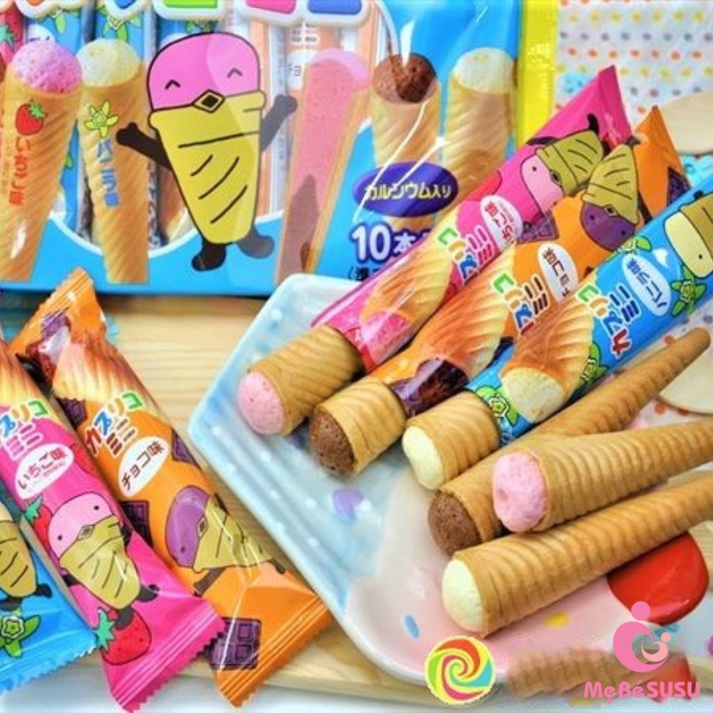 Bánh Kem Ốc Quế Glico Nhật Cho Bé (Gói 10 chiếc) [HSD T8/2023]