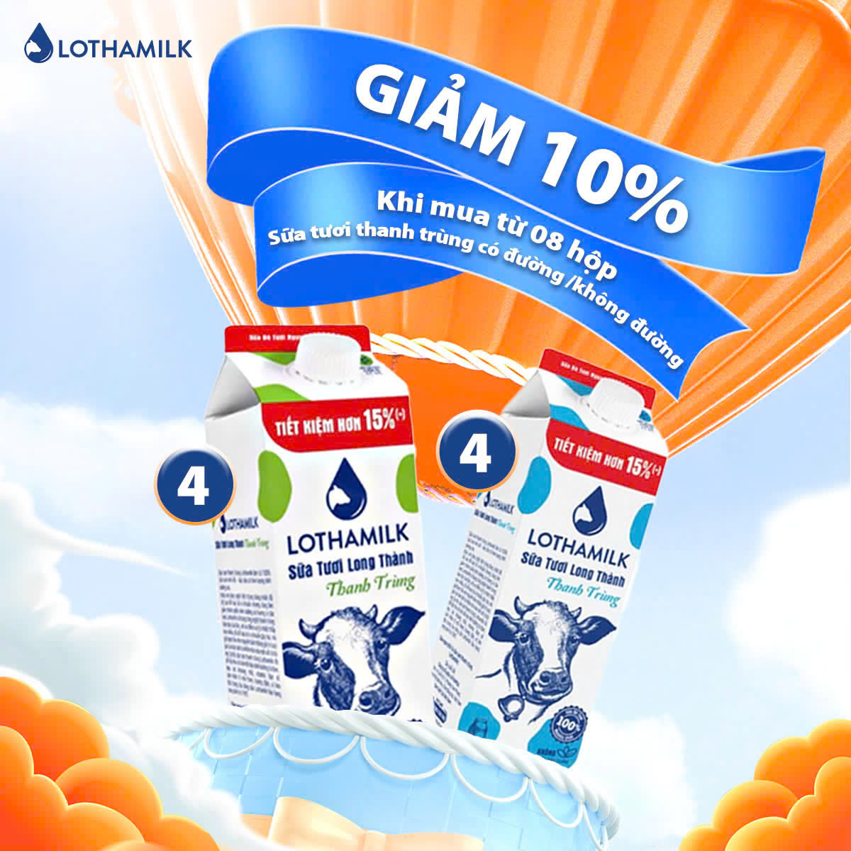Sữa Tươi Thanh Trùng Lothamilk Hộp 946ML